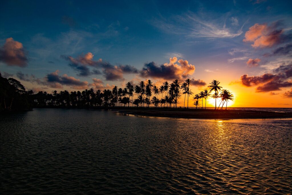 carribean island travel sunset