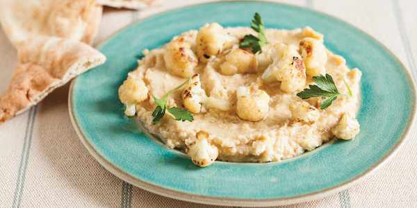 creamy hummus crispy cauliflower