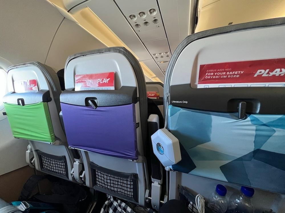 Go-Be sleeves on upright tray tables