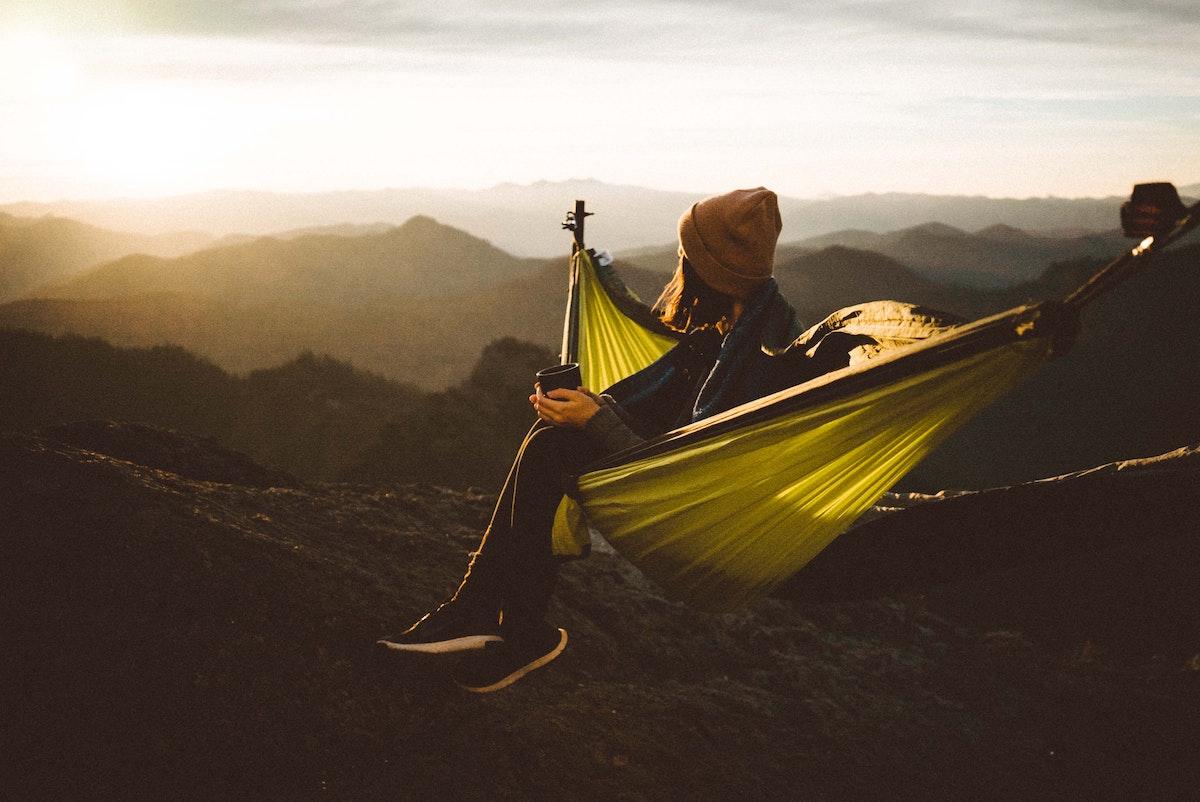 relaxing in a hammock