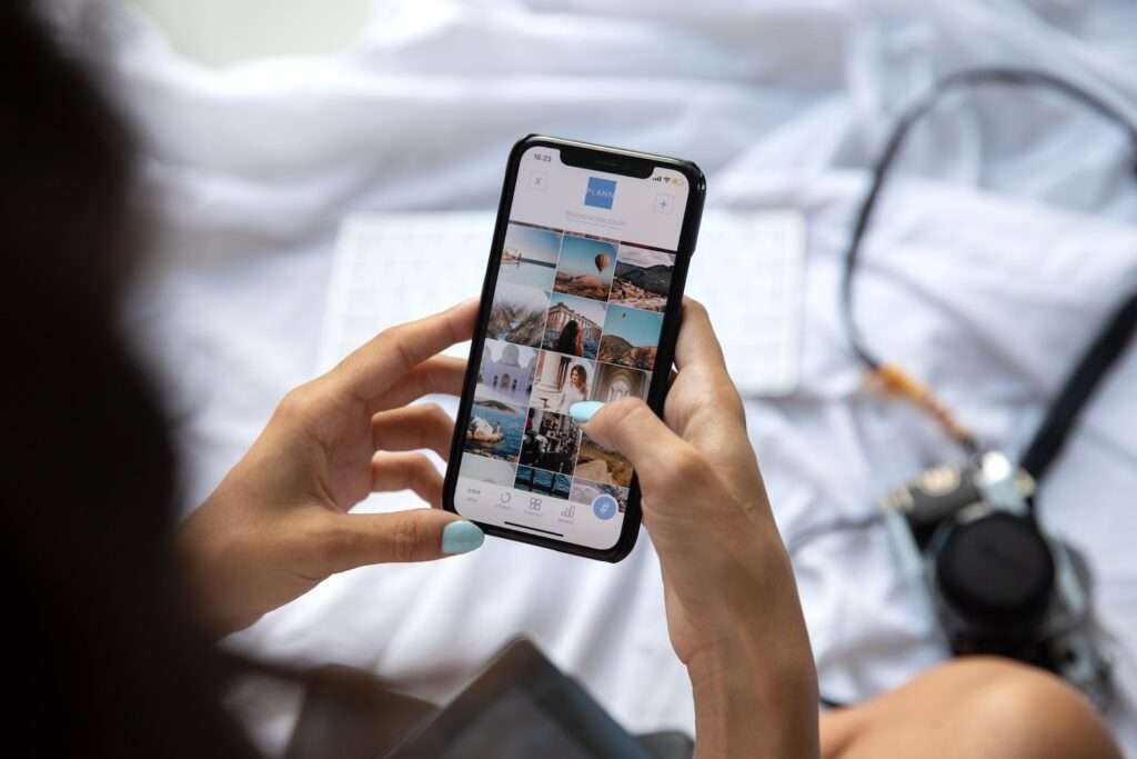 woman using iPhone