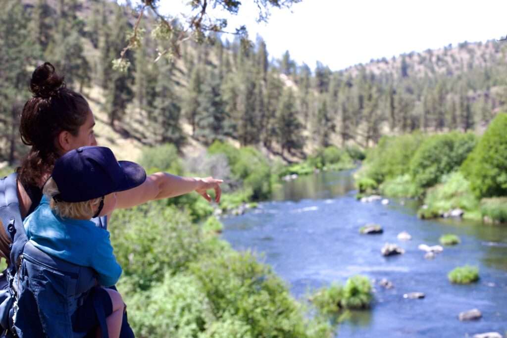 Jocelyn travelling with her toddler