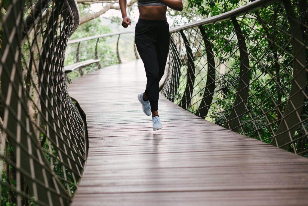 running on boardwalk