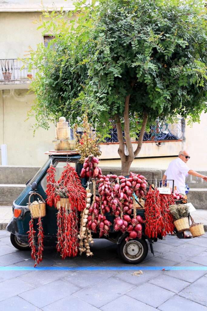 mindful travel in Italy market cart