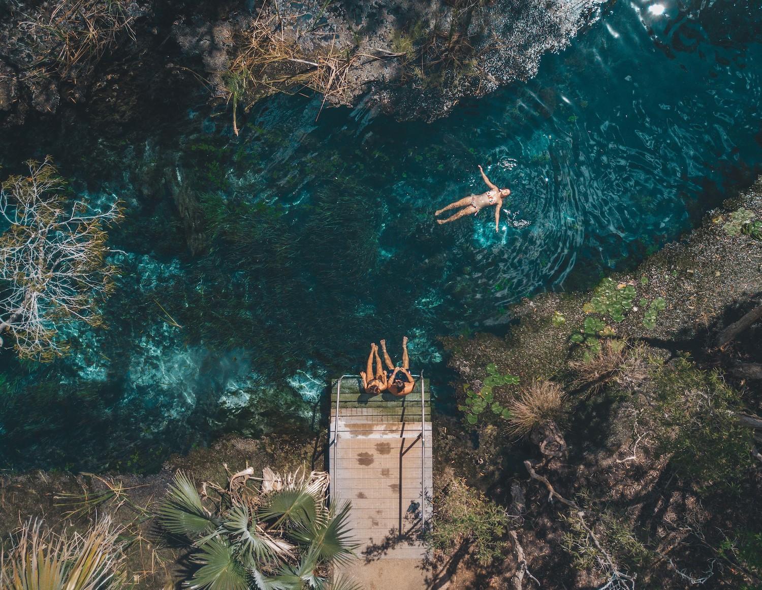 Visitors relaxing at the Mataranka Thermal Pool