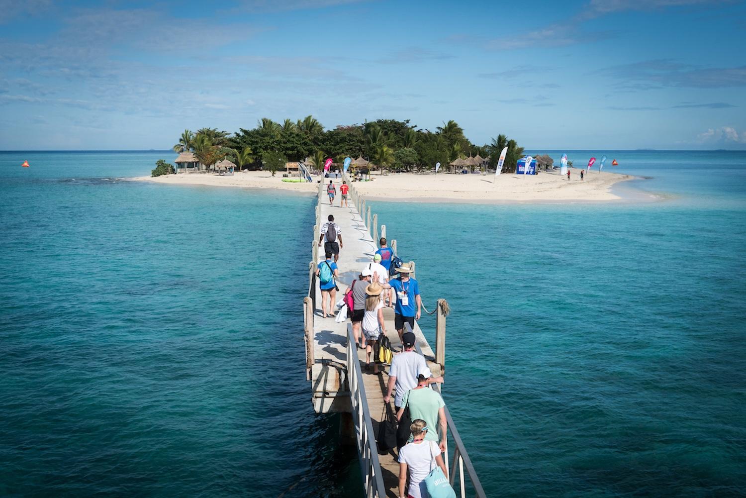 ocean swimming participants head to private island in Fiji