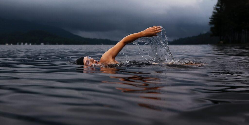open water swimming in lake