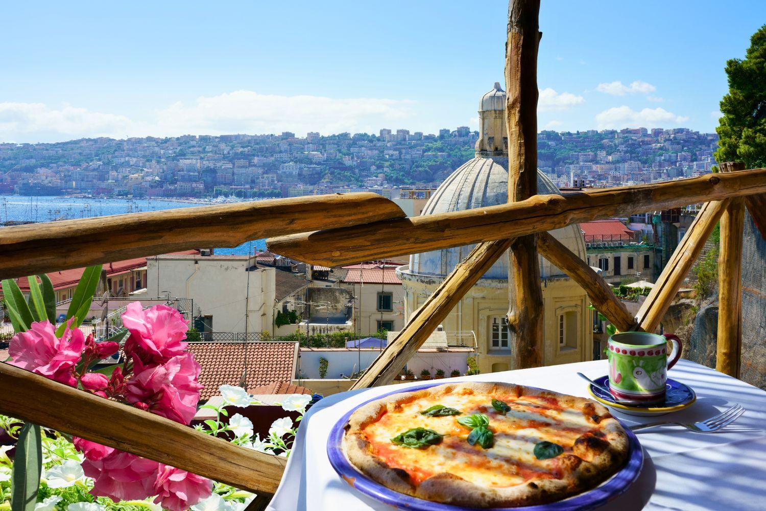 pizza overlooking naples