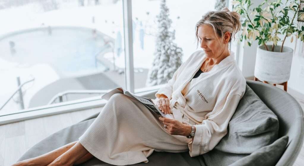 spa guest with a book